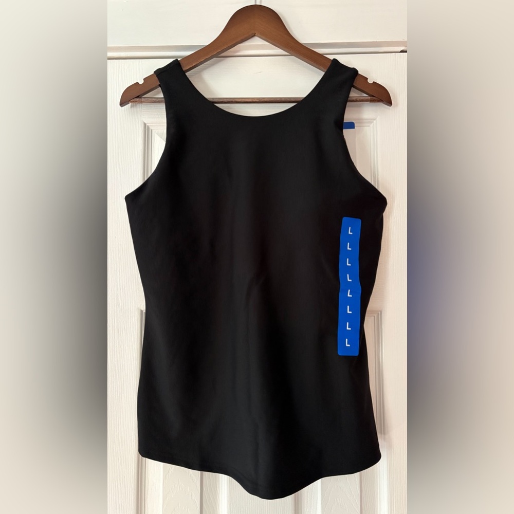 32 Degrees Black Ribbed Bra Tank Top Size Large NWT
